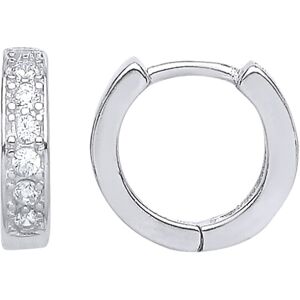 Jewelco London Ladies Sterling Silver Cubic Zirconia Huggie Hoop Earrings 10mm - Jewelco London Ladies Sterling Silver Cubic Zirconia Huggie Hoop Earrings 10mm -