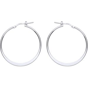 Jewelco London Ladies Sterling Silver Graduated Flat Oval Hoop Earrings 33mm - E Jewelco London Ladies Sterling Silver Graduated Flat Oval Hoop Earrings 33mm - E