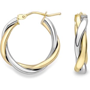 Jewelco London 9ct White & Yellow Gold Double Triangular Twist Hoop Earrings - E Jewelco London 9ct White & Yellow Gold Double Triangular Twist Hoop Earrings - E