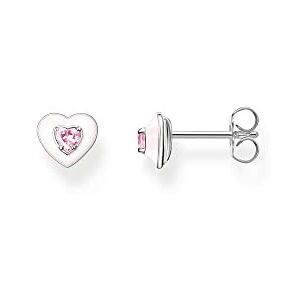THOMAS SABO Women Single ear stud heart with pink stone silver 925 Sterling Silv THOMAS SABO Women Single ear stud heart with pink stone silver 925 Sterling Silv
