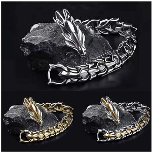 Unbranded (Sliver Gold, 20cm) Viking Dragon Link Chain Bracelet Cool Men Stainless Steel O Unbranded (Sliver Gold, 20cm) Viking Dragon Link Chain Bracelet Cool Men Stainless Steel O