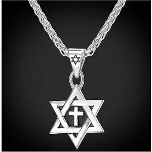 Unbranded (silver) High Quality Metal Gold Plated Star Of David Cross Pendant Necklace Cla Unbranded (silver) High Quality Metal Gold Plated Star Of David Cross Pendant Necklace Cla