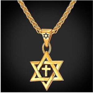 Unbranded (gold) High Quality Metal Gold Plated Star Of David Cross Pendant Necklace Class Unbranded (gold) High Quality Metal Gold Plated Star Of David Cross Pendant Necklace Class