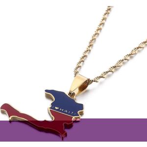 Unbranded (gold) Enamel The Republic of Haiti Map Pendant Necklace Chain Port-AU-Prince Ma Unbranded (gold) Enamel The Republic of Haiti Map Pendant Necklace Chain Port-AU-Prince Ma