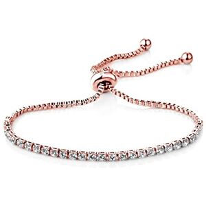 Philip Jones Jewellery Philip Jones Rose Gold Plated Solitaire Friendship Bracelet Created with Zircond Philip Jones Jewellery Philip Jones Rose Gold Plated Solitaire Friendship Bracelet Created with Zircond