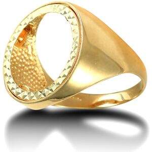 (N) Jewelco London Men's Solid 9ct Yellow Gold Domed Polished Half Sovereign Mou (N) Jewelco London Men's Solid 9ct Yellow Gold Domed Polished Half Sovereign Mou