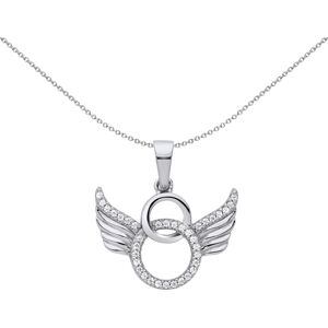 Jewelco London Ladies Rhodium Plated Sterling Silver CZ Halo Angel Wings Devil H Jewelco London Ladies Rhodium Plated Sterling Silver CZ Halo Angel Wings Devil H