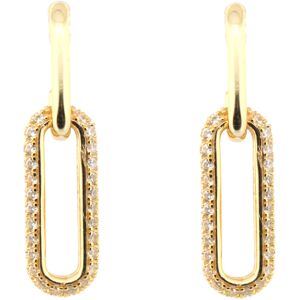 Jewelco London 14k Gold-plated Silver Round CZ Oval Paperclip Drop Earrings - AE Jewelco London 14k Gold-plated Silver Round CZ Oval Paperclip Drop Earrings - AE