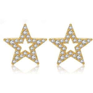 Jewelco London 14k Gold-plated Silver Round CZ Sparkling Stars Stud Earrings - A Jewelco London 14k Gold-plated Silver Round CZ Sparkling Stars Stud Earrings - A