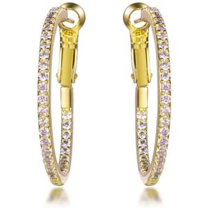 Jewelco London 14k Gold-plated Silver Round CZ Inside Out Pave Eternity Hoop Ear Jewelco London 14k Gold-plated Silver Round CZ Inside Out Pave Eternity Hoop Ear