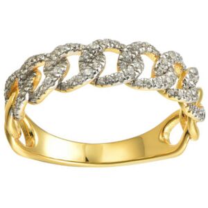 (L) Jewelco London 925 Siver 14ct Gold Plated CZ Set Curb Dress Ring - ARN195 (L) Jewelco London 925 Siver 14ct Gold Plated CZ Set Curb Dress Ring - ARN195