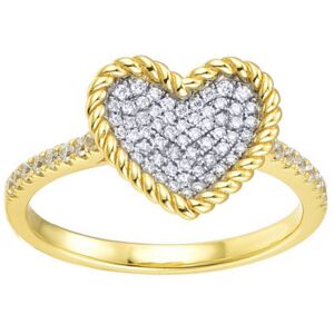 (O) Jewelco London 925 Siver 14ct Gold Plated CZ Set Heart Cluster Ring - ARN196 (O) Jewelco London 925 Siver 14ct Gold Plated CZ Set Heart Cluster Ring - ARN196