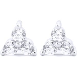 Jewelco London Rhodium Silver Round CZ 2-Claw Trilogy Stud Earrings - AES186 Jewelco London Rhodium Silver Round CZ 2-Claw Trilogy Stud Earrings - AES186