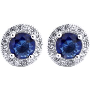 Jewelco London Rhodium Silver Blue Round Brilliant CZ Circle Halo Solitaire Clus Jewelco London Rhodium Silver Blue Round Brilliant CZ Circle Halo Solitaire Clus