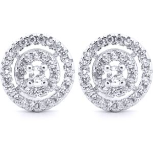 Jewelco London Rhodium Silver Round CZ Double Halo Solitaire Dartboard Stud Earr Jewelco London Rhodium Silver Round CZ Double Halo Solitaire Dartboard Stud Earr