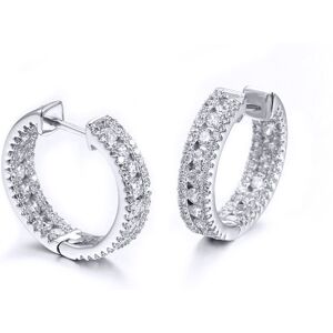 Jewelco London Rhodium Silver Round CZ Inside Out Channel Set Eternity Hoop Earr Jewelco London Rhodium Silver Round CZ Inside Out Channel Set Eternity Hoop Earr