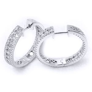 Jewelco London Rhodium Silver Round CZ Inside Out Channel Set Eternity Hoop Earr Jewelco London Rhodium Silver Round CZ Inside Out Channel Set Eternity Hoop Earr