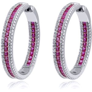 Jewelco London Rhodium Silver Red Princess CZ Inside Out Channel Set Eternity Ho Jewelco London Rhodium Silver Red Princess CZ Inside Out Channel Set Eternity Ho