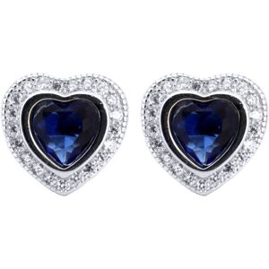 Jewelco London Rhodium Silver Blue Heart CZ Love Halo Solitaire Cluster Stud Ear Jewelco London Rhodium Silver Blue Heart CZ Love Halo Solitaire Cluster Stud Ear