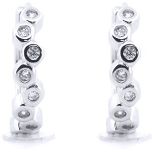 Jewelco London Rhodium Silver Round CZ Bubble Bezel Zig Zag Wavy Eternity Hoop E Jewelco London Rhodium Silver Round CZ Bubble Bezel Zig Zag Wavy Eternity Hoop E