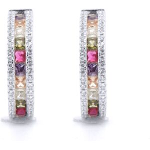 Jewelco London Rhodium Silver Rainbow Princess CZ Inside Out Channel Set Eternit Jewelco London Rhodium Silver Rainbow Princess CZ Inside Out Channel Set Eternit