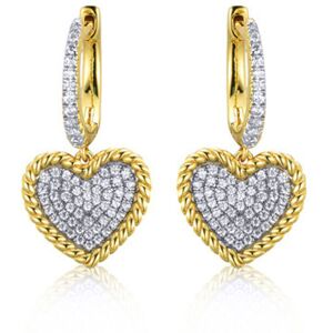 Jewelco London 14k Gold-plated Silver Round CZ Rope Edge Encrusted Love Heart Ha Jewelco London 14k Gold-plated Silver Round CZ Rope Edge Encrusted Love Heart Ha