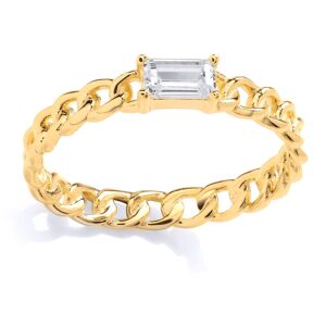 (R) Jewelco London Sterling Silver Single CZ Chain Link Fancy Ring Solitaire Rin (R) Jewelco London Sterling Silver Single CZ Chain Link Fancy Ring Solitaire Rin