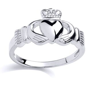 (N) Jewelco London Ladies Rhodium Plated Sterling Silver Love Heart Crown Cladda (N) Jewelco London Ladies Rhodium Plated Sterling Silver Love Heart Crown Cladda