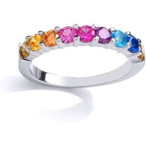 (O) Jewelco London Unisex Rhodium Plated Sterling Silver Multi Colour Cubic Zirc (O) Jewelco London Unisex Rhodium Plated Sterling Silver Multi Colour Cubic Zirc