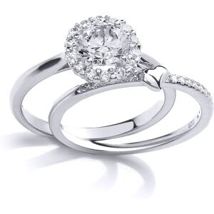 (Q) Jewelco London Ladies Rhodium Plated Sterling Silver Cubic Zirconia Halo Lov (Q) Jewelco London Ladies Rhodium Plated Sterling Silver Cubic Zirconia Halo Lov