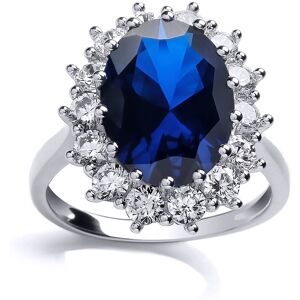 (R) Jewelco London Ladies Rhodium Sterling Silver Blue Oval Cubic Zirconia Royal (R) Jewelco London Ladies Rhodium Sterling Silver Blue Oval Cubic Zirconia Royal