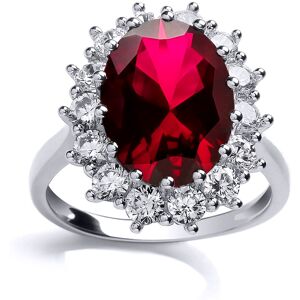 (L) Jewelco London Ladies Rhodium Sterling Silver Red Oval Cubic Zirconia Royal (L) Jewelco London Ladies Rhodium Sterling Silver Red Oval Cubic Zirconia Royal