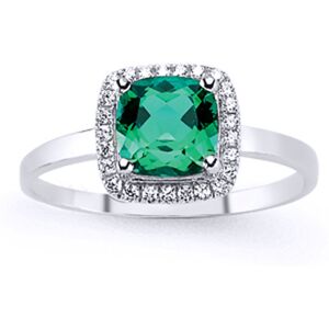 (Q) Jewelco London Ladies Rhodium Sterling Silver Green Asscher Cubic Zirconia H (Q) Jewelco London Ladies Rhodium Sterling Silver Green Asscher Cubic Zirconia H