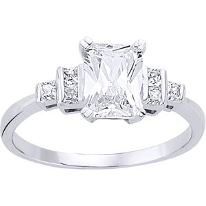 (R) Jewelco London Ladies Rhodium Plated Sterling Silver Emerald and Princess Cu (R) Jewelco London Ladies Rhodium Plated Sterling Silver Emerald and Princess Cu