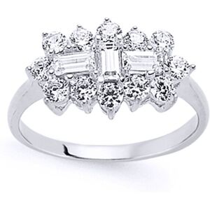 (M) Jewelco London Ladies Rhodium Plated Sterling Silver Baguette Cubic Zirconia (M) Jewelco London Ladies Rhodium Plated Sterling Silver Baguette Cubic Zirconia