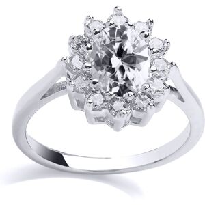 (O) Jewelco London Ladies Rhodium Plated Sterling Silver oval Cubic Zirconia Roy (O) Jewelco London Ladies Rhodium Plated Sterling Silver oval Cubic Zirconia Roy