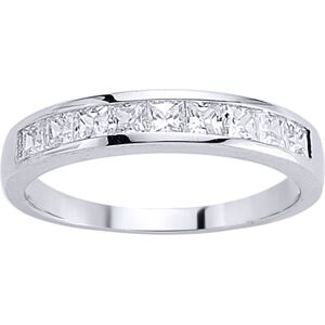 (P) Jewelco London Ladies Rhodium Plated Sterling Silver Princess Cut Cubic Zirc (P) Jewelco London Ladies Rhodium Plated Sterling Silver Princess Cut Cubic Zirc