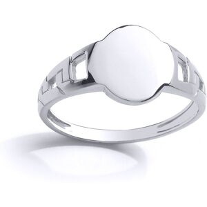 (G) Jewelco London Kids Rhodium Plated Sterling Silver # Curb Link Oval Signet R (G) Jewelco London Kids Rhodium Plated Sterling Silver # Curb Link Oval Signet R