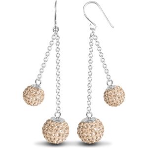 Jewelco London Sterling Silver Dazzling Disco Ball Drop Earrings 10mm - Champagn Jewelco London Sterling Silver Dazzling Disco Ball Drop Earrings 10mm - Champagn