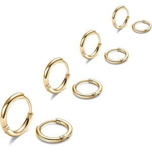 Unbranded ("6/8/10/12 (8Pcs)-Gold) 316L Surgical Steel Hoop Earrings, 6mm-20mm Huggie Hoop Unbranded ("6/8/10/12 (8Pcs)-Gold) 316L Surgical Steel Hoop Earrings, 6mm-20mm Huggie Hoop