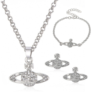 Unbranded 4x Crystal Saturn Heart Orb Set Necklace bracelet earrings Pendant Christmas Gif Unbranded 4x Crystal Saturn Heart Orb Set Necklace bracelet earrings Pendant Christmas Gif