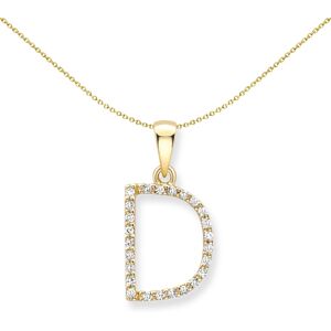 Jewelco London 9ct Yellow Gold Diamond Initial Charm Pendant Letter D 8mm x 17mm Jewelco London 9ct Yellow Gold Diamond Initial Charm Pendant Letter D 8mm x 17mm