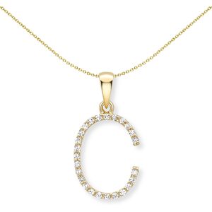 Jewelco London 9ct Yellow Gold Diamond Initial Charm Pendant Letter C 10mm x 17m Jewelco London 9ct Yellow Gold Diamond Initial Charm Pendant Letter C 10mm x 17m