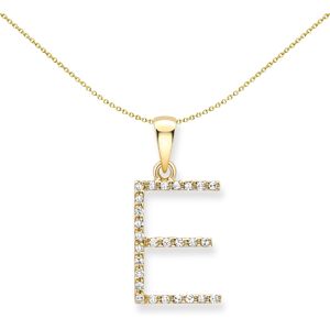 Jewelco London 9ct Yellow Gold Diamond Initial Charm Pendant Letter E 8mm x 18mm Jewelco London 9ct Yellow Gold Diamond Initial Charm Pendant Letter E 8mm x 18mm