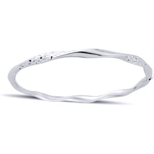 Jewelco London Ladies 9ct White Gold - 4mm Twisted Diamond-cut Sparkling Bangle Jewelco London Ladies 9ct White Gold - 4mm Twisted Diamond-cut Sparkling Bangle