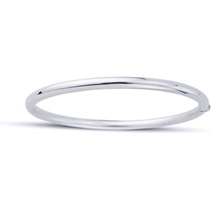 Jewelco London Ladies 9ct White Gold Hollow Circular Tube Oval Bangle Bracelet - Jewelco London Ladies 9ct White Gold Hollow Circular Tube Oval Bangle Bracelet -