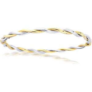 Jewelco London Ladies 9ct White Yellow Gold Woven Tube Twist Bangle Bracelet 4mm Jewelco London Ladies 9ct White Yellow Gold Woven Tube Twist Bangle Bracelet 4mm