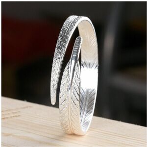 Unbranded (Angel Wing) (Crystal Love) 925 Sterling Silver Ladies Round Beaded Feather Brac Unbranded (Angel Wing) (Crystal Love) 925 Sterling Silver Ladies Round Beaded Feather Brac