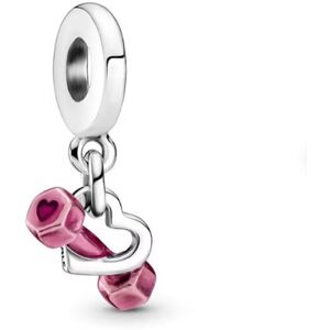 Unbranded (Dumbell and heart enamel dangle charm ) (Pandora pink heart daughter dangle cha Unbranded (Dumbell and heart enamel dangle charm ) (Pandora pink heart daughter dangle cha