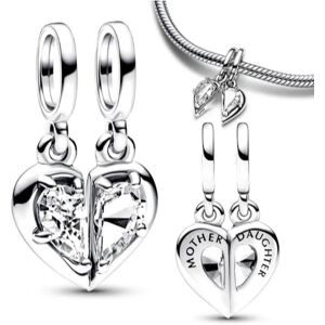 Unbranded (Sparkling mother daughter double dnagle) (Pandora pink heart daughter dangle ch Unbranded (Sparkling mother daughter double dnagle) (Pandora pink heart daughter dangle ch